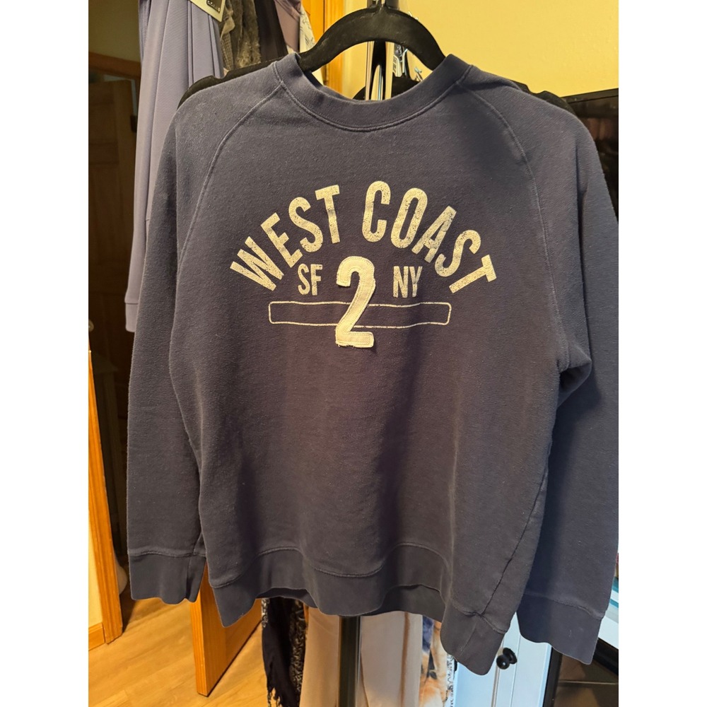 Old Navy Surplus West Coast SF 2 NY Graphic Crewneck Sweatshirt Navy Blue Large